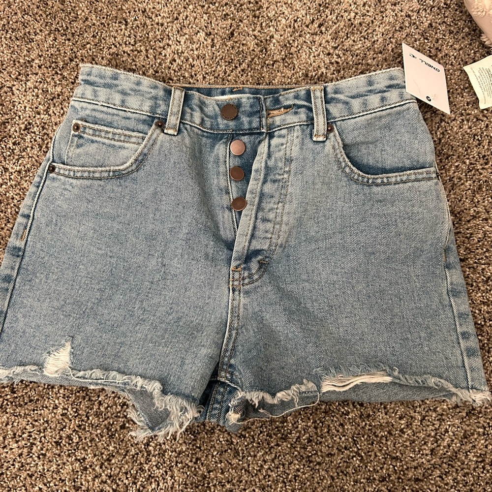 O'Neill Blue Jean Shorts with Distressed Hem